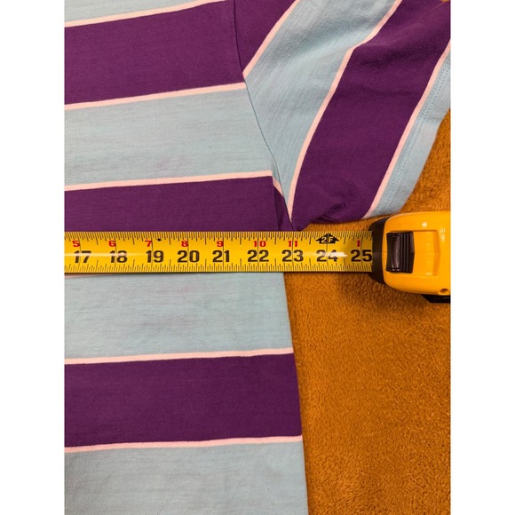 GUESS‎ Los Angeles Mens Striped T Shirt Purple Aqua White Size L - Picture 5 of 12